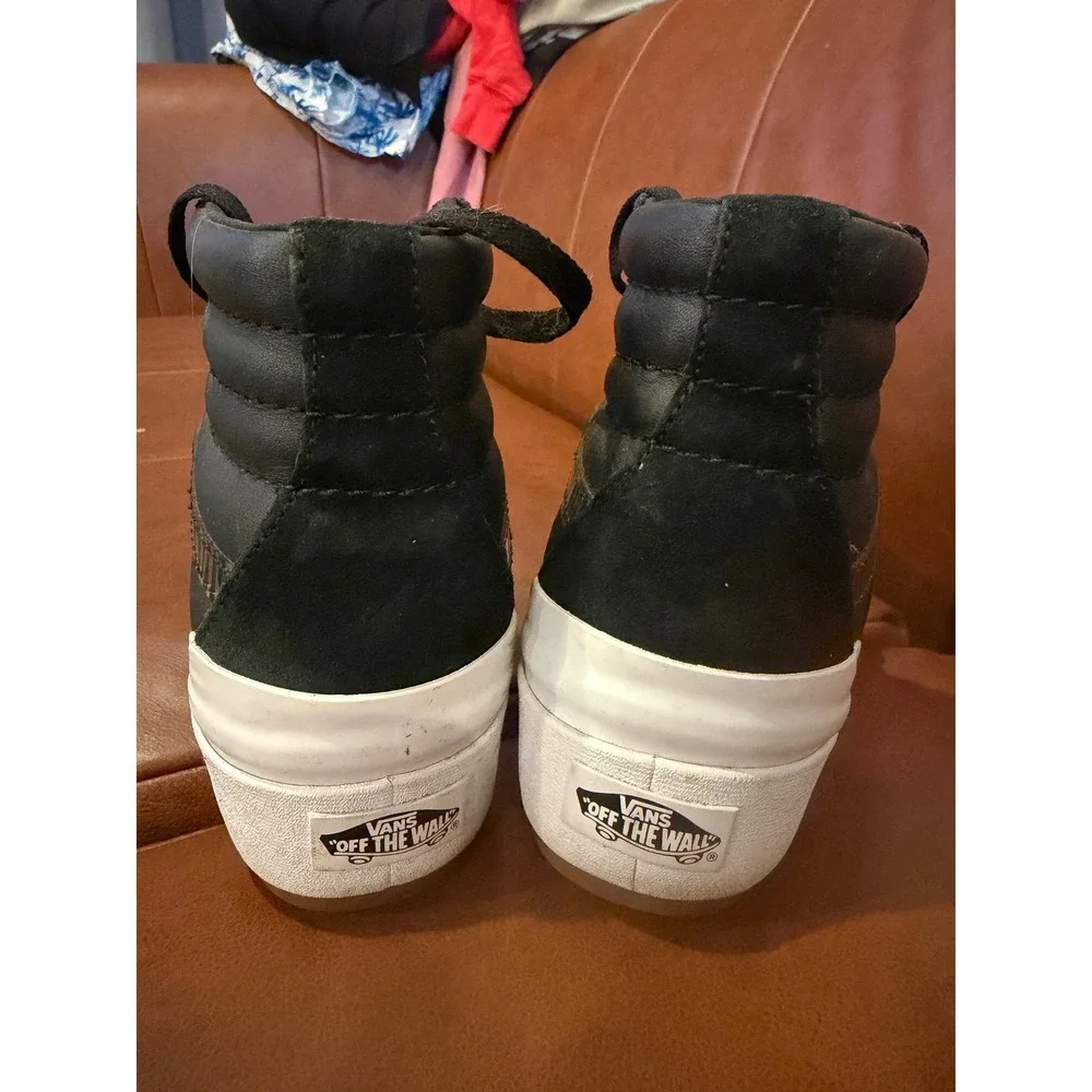 Vans Sk8-Hi MTE Platform Black Leather Suede Zebra Stripe Men 6 Women 7.5